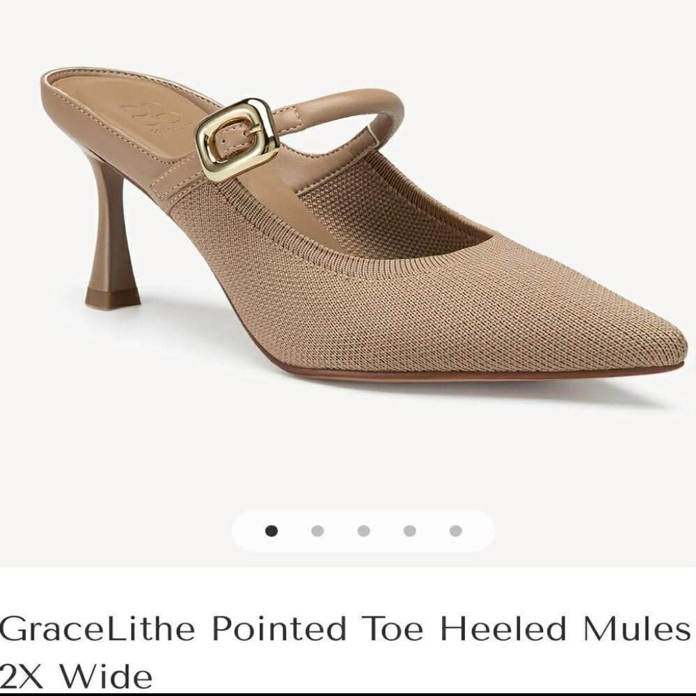 GraceLithe Pointed Toe Heeled Mules. 2x wide